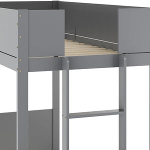 English Elm Dallas Bunk Bed Twin Over Twin - Stylish Space-Saving Solid Wood Frame with Safety Features for Kids Gray MG-0900-30-TTB-GY-GG