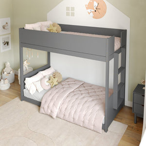 English Elm Dallas Bunk Bed Twin Over Twin - Stylish Space-Saving Solid Wood Frame with Safety Features for Kids Gray MG-0900-30-TTB-GY-GG