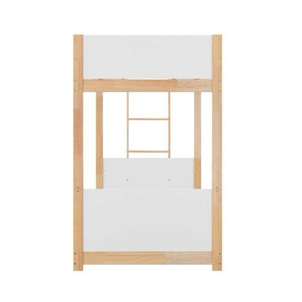 English Elm Dallas Bunk Bed Twin Over Twin - Stylish Space-Saving Solid Wood Frame with Safety Features for Kids White/Natural MG-0900-30-TTB-WHNAT-GG