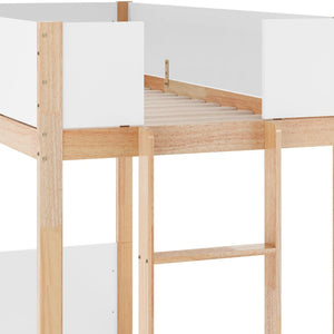 English Elm Dallas Bunk Bed Twin Over Twin - Stylish Space-Saving Solid Wood Frame with Safety Features for Kids White/Natural MG-0900-30-TTB-WHNAT-GG