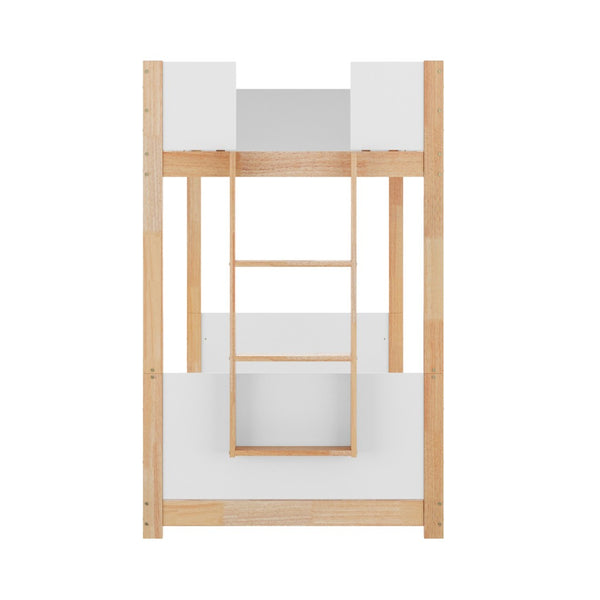 English Elm Dallas Bunk Bed Twin Over Twin - Stylish Space-Saving Solid Wood Frame with Safety Features for Kids White/Natural MG-0900-30-TTB-WHNAT-GG