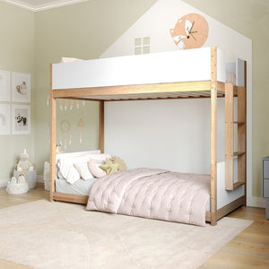 English Elm Dallas Bunk Bed Twin Over Twin - Stylish Space-Saving Solid Wood Frame with Safety Features for Kids White/Natural MG-0900-30-TTB-WHNAT-GG
