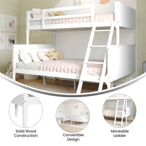 English Elm Dallas Bunk Bed Twin Over Full - Convertible Solid Wood Frame with Ladder for Space-Saving Kids’ Rooms White In Stock. Usually ships in 24 - 48 business hours MG-0900-31-TFB-WH-GG