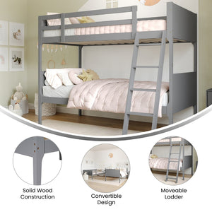 English Elm Dallas Bunk Bed Twin Over Full - Convertible Solid Wood Frame with Ladder for Space-Saving Kids’ Rooms Gray In Stock. Usually ships in 24 - 48 business hours MG-0900-31-TTB-GY-GG