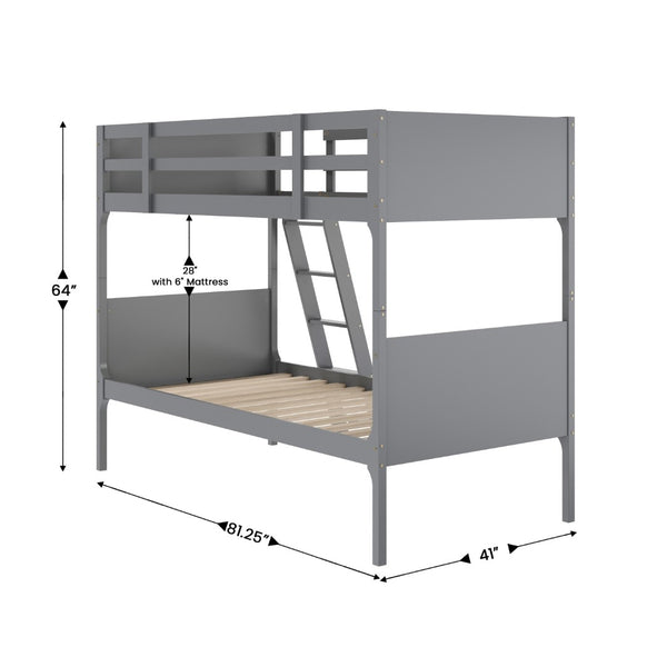 English Elm Dallas Bunk Bed Twin Over Full - Convertible Solid Wood Frame with Ladder for Space-Saving Kids’ Rooms Gray In Stock. Usually ships in 24 - 48 business hours MG-0900-31-TTB-GY-GG