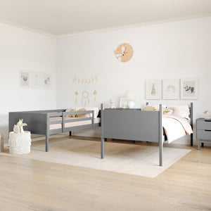 English Elm Dallas Bunk Bed Twin Over Full - Convertible Solid Wood Frame with Ladder for Space-Saving Kids’ Rooms Gray In Stock. Usually ships in 24 - 48 business hours MG-0900-31-TTB-GY-GG