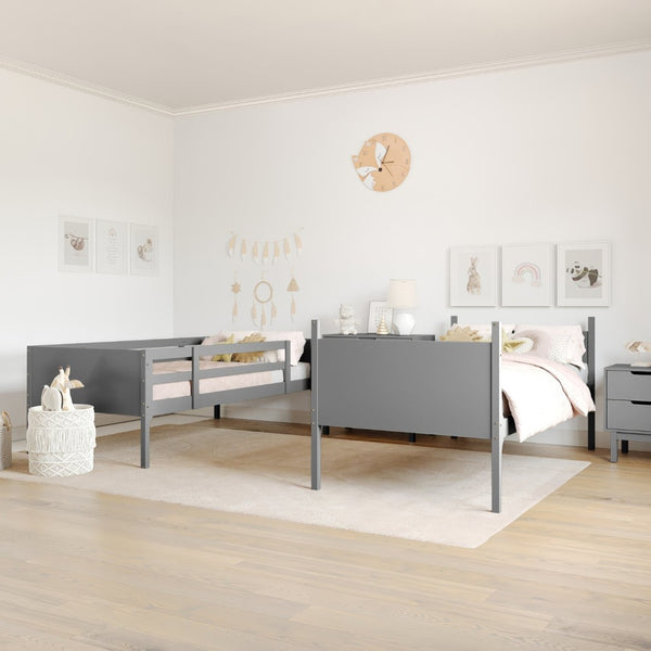 English Elm Dallas Bunk Bed Twin Over Full - Convertible Solid Wood Frame with Ladder for Space-Saving Kids’ Rooms Gray In Stock. Usually ships in 24 - 48 business hours MG-0900-31-TTB-GY-GG