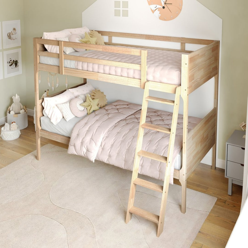 English Elm Dallas Bunk Bed Twin Over Full - Convertible Solid Wood Frame with Ladder for Space-Saving Kids’ Rooms Natural MG-0900-31-TTB-NAT-GG