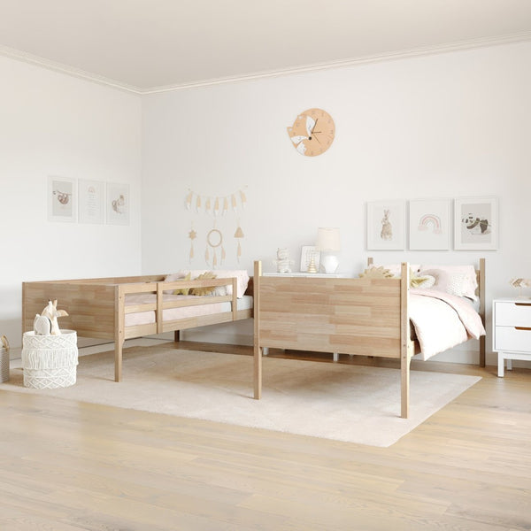 English Elm Dallas Bunk Bed Twin Over Full - Convertible Solid Wood Frame with Ladder for Space-Saving Kids’ Rooms Natural MG-0900-31-TTB-NAT-GG