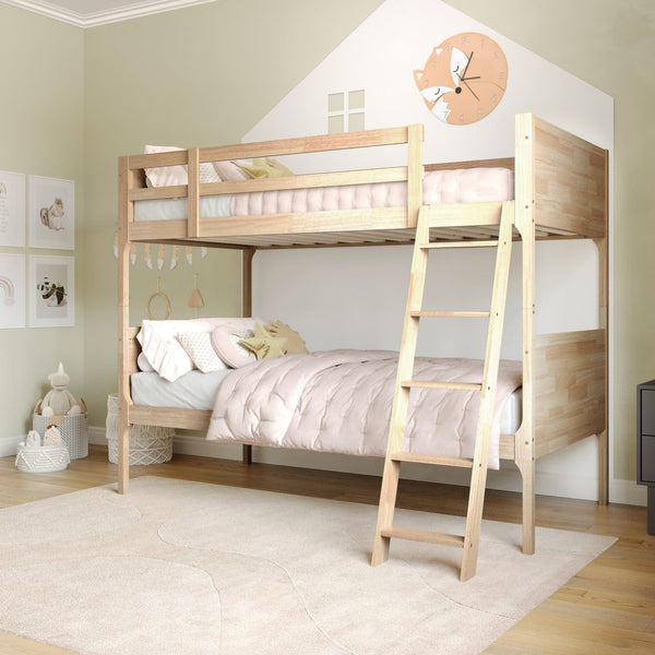 English Elm Dallas Bunk Bed Twin Over Full - Convertible Solid Wood Frame with Ladder for Space-Saving Kids’ Rooms Natural MG-0900-31-TTB-NAT-GG