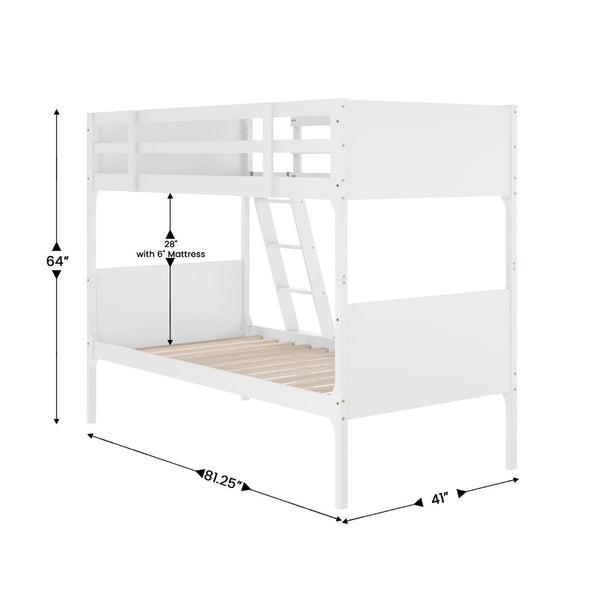 English Elm Dallas Bunk Bed Twin Over Full - Convertible Solid Wood Frame with Ladder for Space-Saving Kids’ Rooms White In Stock. Usually ships in 24 - 48 business hours MG-0900-31-TTB-WH-GG