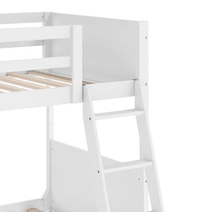 English Elm Dallas Bunk Bed Twin Over Full - Convertible Solid Wood Frame with Ladder for Space-Saving Kids’ Rooms White In Stock. Usually ships in 24 - 48 business hours MG-0900-31-TTB-WH-GG