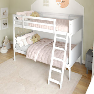English Elm Dallas Bunk Bed Twin Over Full - Convertible Solid Wood Frame with Ladder for Space-Saving Kids’ Rooms White In Stock. Usually ships in 24 - 48 business hours MG-0900-31-TTB-WH-GG