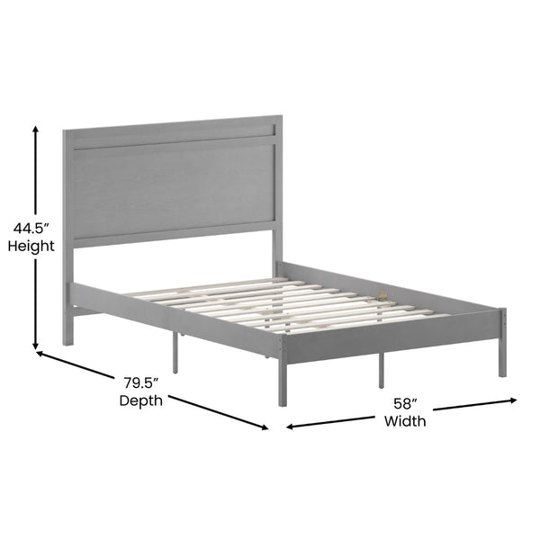 English Elm Kingston Full Size Solid Wood Platform Bed with Integrated Headboard for Modern Bedroom Style Gray In Stock. Usually ships in 24 - 48 business hours MG-09003FB-F-GRYWSH-GG