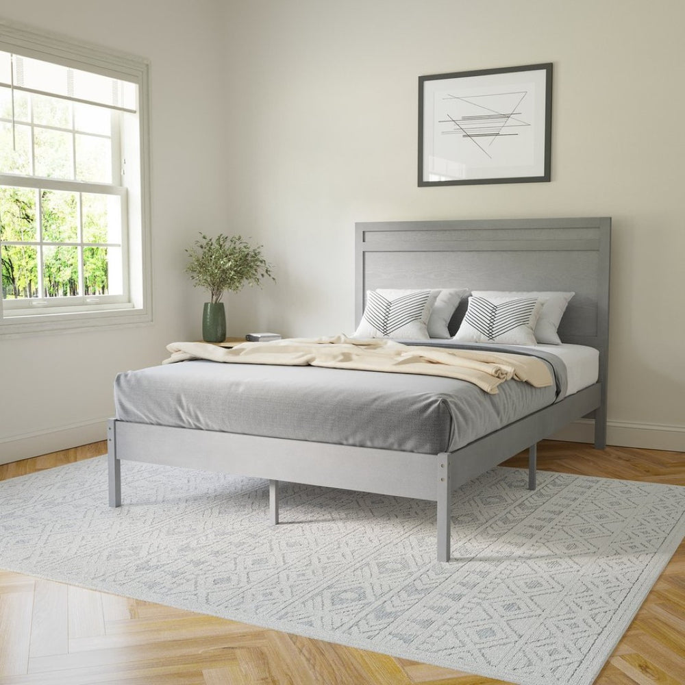 English Elm Kingston Full Size Solid Wood Platform Bed with Integrated Headboard for Modern Bedroom Style Gray In Stock. Usually ships in 24 - 48 business hours MG-09003FB-F-GRYWSH-GG