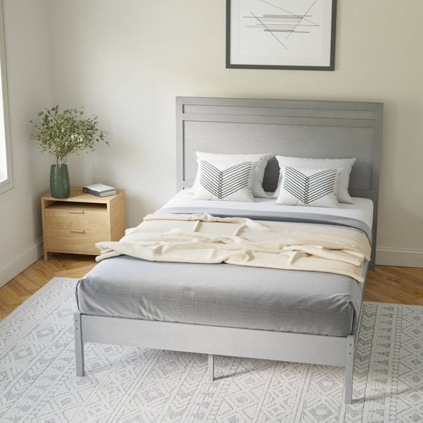 English Elm Kingston Full Size Solid Wood Platform Bed with Integrated Headboard for Modern Bedroom Style Gray In Stock. Usually ships in 24 - 48 business hours MG-09003FB-F-GRYWSH-GG