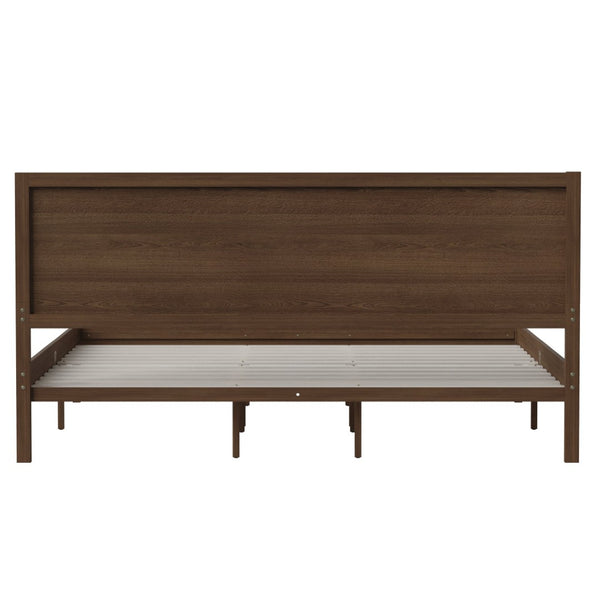 English Elm Kingston Full Size Solid Wood Platform Bed with Integrated Headboard for Modern Bedroom Style Brown In Stock. Usually ships in 24 - 48 business hours MG-09003KB-K-BRN-GG