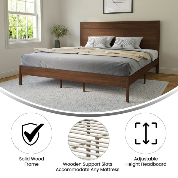 English Elm Kingston Full Size Solid Wood Platform Bed with Integrated Headboard for Modern Bedroom Style Brown In Stock. Usually ships in 24 - 48 business hours MG-09003KB-K-BRN-GG