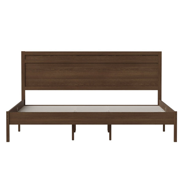 English Elm Kingston Full Size Solid Wood Platform Bed with Integrated Headboard for Modern Bedroom Style Brown In Stock. Usually ships in 24 - 48 business hours MG-09003KB-K-BRN-GG