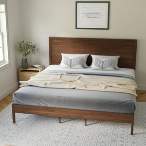 English Elm Kingston Full Size Solid Wood Platform Bed with Integrated Headboard for Modern Bedroom Style Brown In Stock. Usually ships in 24 - 48 business hours MG-09003KB-K-BRN-GG