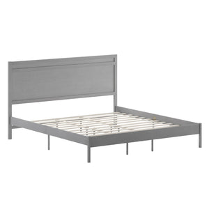 English Elm Kingston Full Size Solid Wood Platform Bed with Integrated Headboard for Modern Bedroom Style Gray In Stock. Usually ships in 24 - 48 business hours MG-09003KB-K-GRYWSH-GG