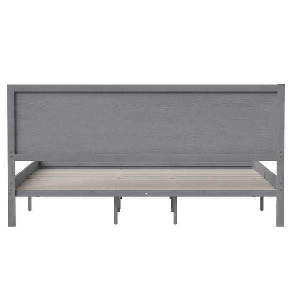 English Elm Kingston Full Size Solid Wood Platform Bed with Integrated Headboard for Modern Bedroom Style Gray In Stock. Usually ships in 24 - 48 business hours MG-09003KB-K-GRYWSH-GG