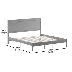 English Elm Kingston Full Size Solid Wood Platform Bed with Integrated Headboard for Modern Bedroom Style Gray In Stock. Usually ships in 24 - 48 business hours MG-09003KB-K-GRYWSH-GG
