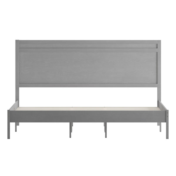 English Elm Kingston Full Size Solid Wood Platform Bed with Integrated Headboard for Modern Bedroom Style Gray In Stock. Usually ships in 24 - 48 business hours MG-09003KB-K-GRYWSH-GG