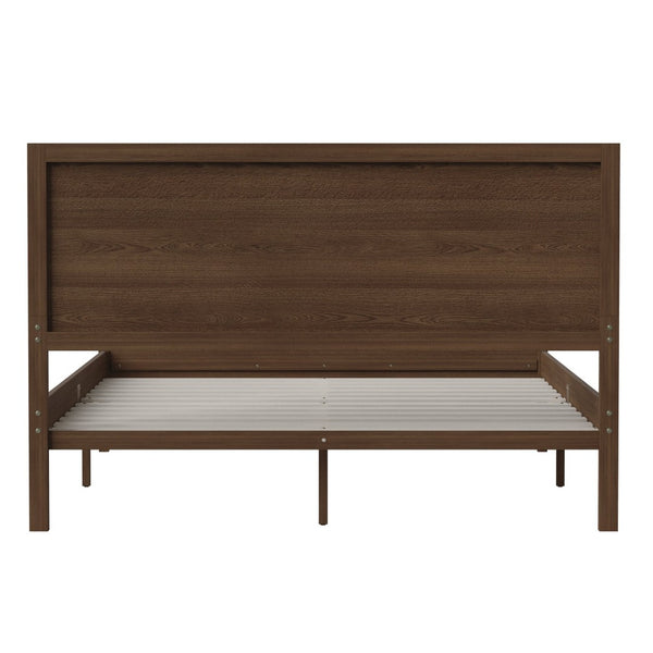English Elm Kingston Full Size Solid Wood Platform Bed with Integrated Headboard for Modern Bedroom Style Brown In Stock. Usually ships in 24 - 48 business hours MG-09003QB-Q-BRN-GG
