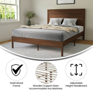 English Elm Kingston Full Size Solid Wood Platform Bed with Integrated Headboard for Modern Bedroom Style Brown In Stock. Usually ships in 24 - 48 business hours MG-09003QB-Q-BRN-GG