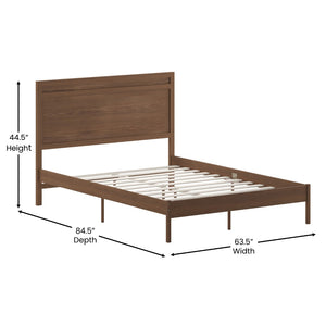 English Elm Kingston Full Size Solid Wood Platform Bed with Integrated Headboard for Modern Bedroom Style Brown In Stock. Usually ships in 24 - 48 business hours MG-09003QB-Q-BRN-GG