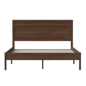 English Elm Kingston Full Size Solid Wood Platform Bed with Integrated Headboard for Modern Bedroom Style Brown In Stock. Usually ships in 24 - 48 business hours MG-09003QB-Q-BRN-GG