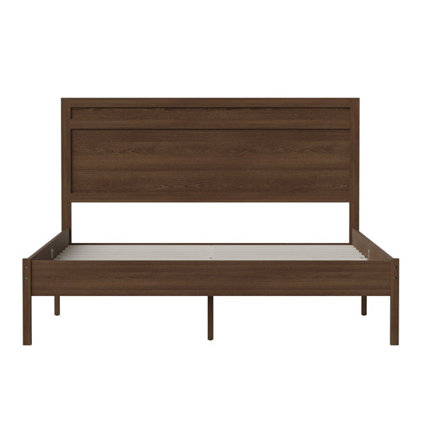 English Elm Kingston Full Size Solid Wood Platform Bed with Integrated Headboard for Modern Bedroom Style Brown In Stock. Usually ships in 24 - 48 business hours MG-09003QB-Q-BRN-GG