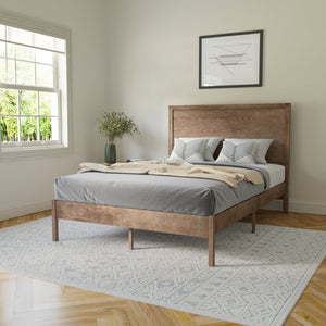 English Elm Asher Full Size Solid Wood Platform Bed with Headboard and Sturdy Slats for Ultimate Comfort and Style Light Brown In Stock. Usually ships in 24 - 48 business hours MG-09004FB-F-OAK-GG