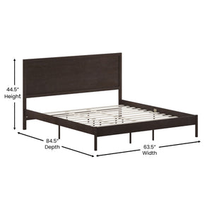 English Elm Asher Full Size Solid Wood Platform Bed with Headboard and Sturdy Slats for Ultimate Comfort and Style Dark Brown In Stock. Usually ships in 24 - 48 business hours MG-09004KB-K-DKBRN-GG