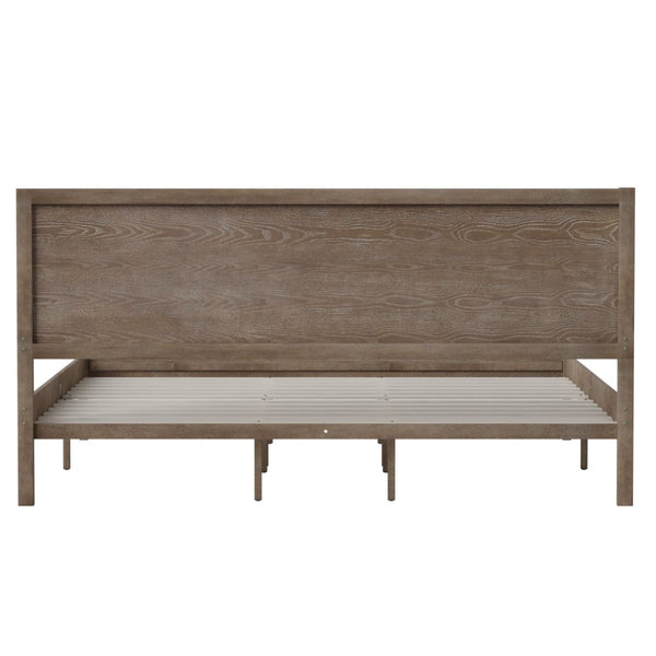 English Elm Asher Full Size Solid Wood Platform Bed with Headboard and Sturdy Slats for Ultimate Comfort and Style Light Brown In Stock. Usually ships in 24 - 48 business hours MG-09004KB-K-OAK-GG