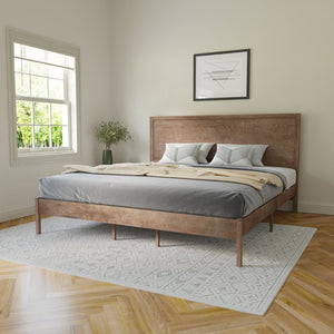 English Elm Asher Full Size Solid Wood Platform Bed with Headboard and Sturdy Slats for Ultimate Comfort and Style Light Brown In Stock. Usually ships in 24 - 48 business hours MG-09004KB-K-OAK-GG