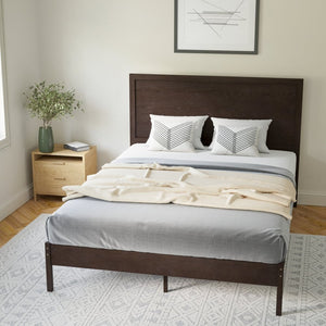 English Elm Asher Full Size Solid Wood Platform Bed with Headboard and Sturdy Slats for Ultimate Comfort and Style Dark Brown In Stock. Usually ships in 24 - 48 business hours MG-09004QB-Q-DKBRN-GG