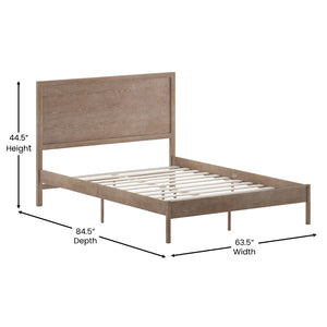 English Elm Asher Full Size Solid Wood Platform Bed with Headboard and Sturdy Slats for Ultimate Comfort and Style Light Brown In Stock. Usually ships in 24 - 48 business hours MG-09004QB-Q-OAK-GG