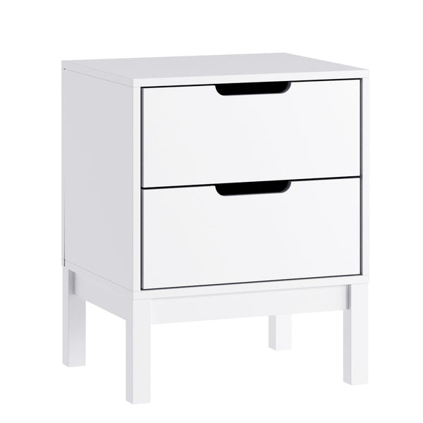 English Elm Dallas Wooden Night Stand - Stylish Kids' Bedside Table with 2 Storage Drawers for Organized Spaces White MG-9007-1-2NS-WH-GG