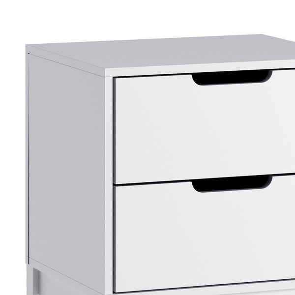 English Elm Dallas Wooden Night Stand - Stylish Kids' Bedside Table with 2 Storage Drawers for Organized Spaces White MG-9007-1-2NS-WH-GG