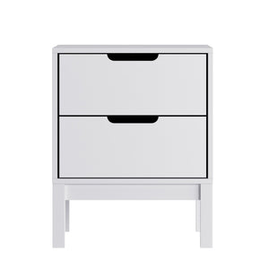 English Elm Dallas Wooden Night Stand - Stylish Kids' Bedside Table with 2 Storage Drawers for Organized Spaces White MG-9007-1-2NS-WH-GG