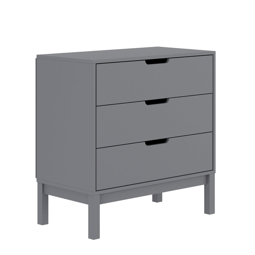 English Elm Dallas Wooden 3-Drawer Dresser for Kids' Rooms – Stylish Storage Solution with Safety Features Gray MG-9007-1-3C-GY-GG