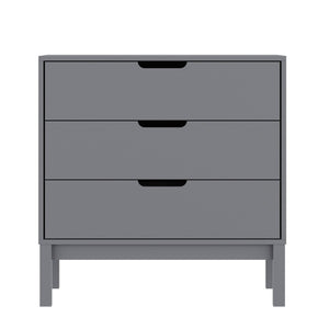 English Elm Dallas Wooden 3-Drawer Dresser for Kids' Rooms – Stylish Storage Solution with Safety Features Gray MG-9007-1-3C-GY-GG