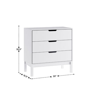 English Elm Dallas Wooden 3-Drawer Dresser for Kids' Rooms – Stylish Storage Solution with Safety Features White MG-9007-1-3C-WH-GG