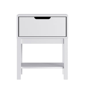 English Elm Dallas Wooden Night Stand for Kids - Stylish Storage Table with Drawer and Shelf for Easy Organizing White MG-9007-1-NS-WH-GG