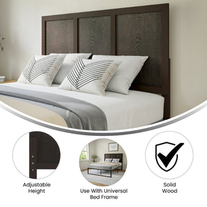 English Elm Oliver Three-Panel Wooden Headboard for Universal Metal Bed Frames - Stylish & Durable Design Upgrade Dark Brown Full MG-9708FHB-F-DKBRN-GG