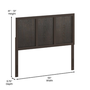 English Elm Oliver Three-Panel Wooden Headboard for Universal Metal Bed Frames - Stylish & Durable Design Upgrade Dark Brown Full MG-9708FHB-F-DKBRN-GG