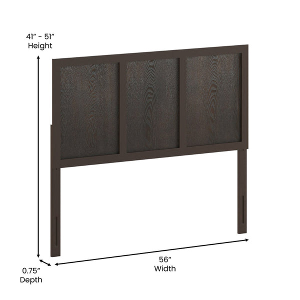 English Elm Oliver Three-Panel Wooden Headboard for Universal Metal Bed Frames - Stylish & Durable Design Upgrade Dark Brown Full MG-9708FHB-F-DKBRN-GG