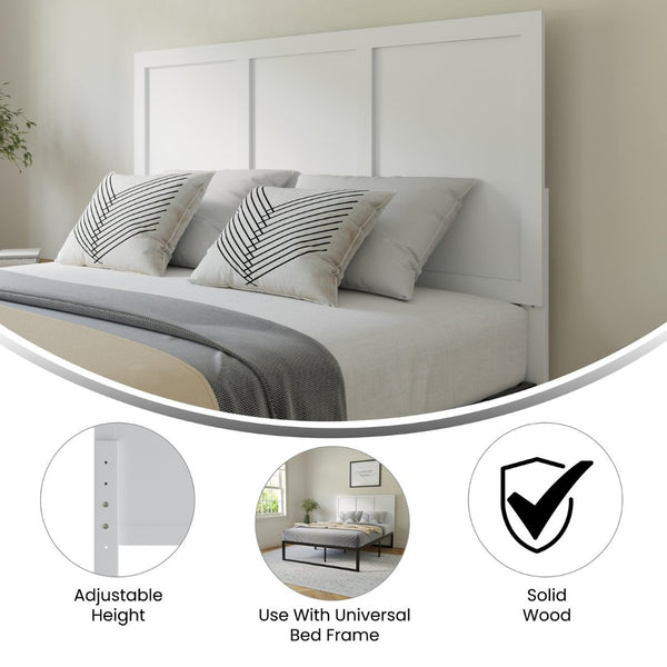 English Elm Oliver Three-Panel Wooden Headboard for Universal Metal Bed Frames - Stylish & Durable Design Upgrade White Full MG-9708FHB-F-WHT-GG